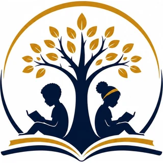 PMEF emblem: two children reading beneath a golden tree